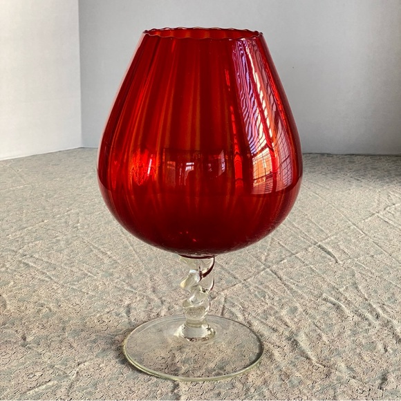 Empoli Italian over sized Brandy snifter with clear twisted stem. 12” tall. - Picture 2 of 7